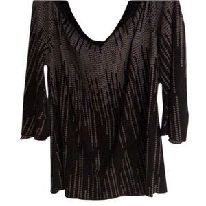 Unique Spectrum size 1X black & white portrait collar slit 3/4 Geometric print